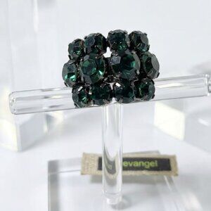 Lee Angel Neiman Marcus Emerald Crystal Cocktail Ring Sz 6 NWT 198